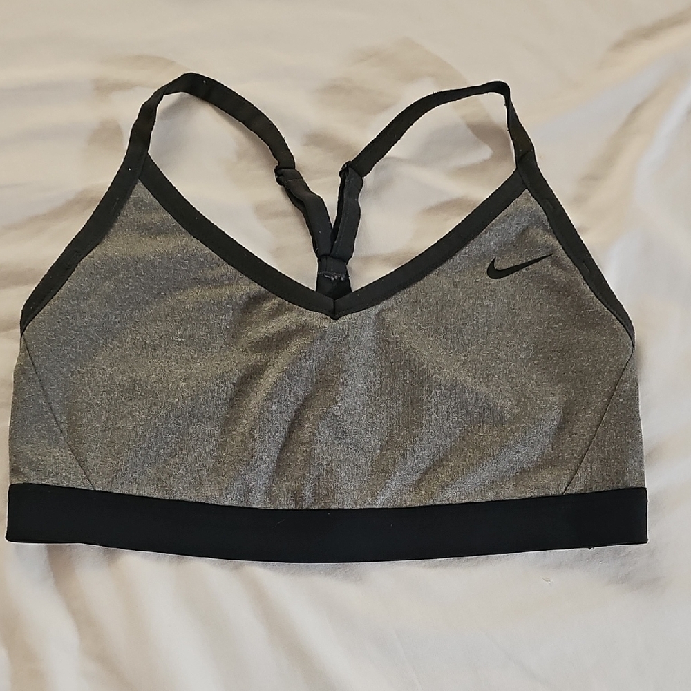 Nike Women's Charcoal and Black Sports Bra